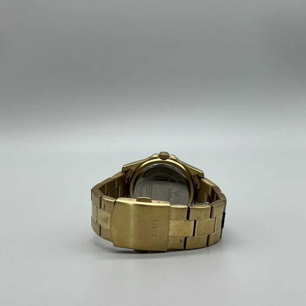 Guess U12005L1 Womens Watch 37mm Gold Tone Crystals Day Date New Battery 6.25
